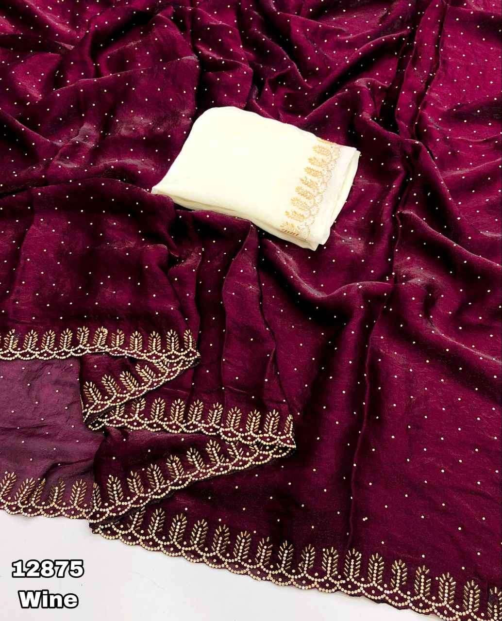 Trending Space Silk with Siroski & Cutdana Work
