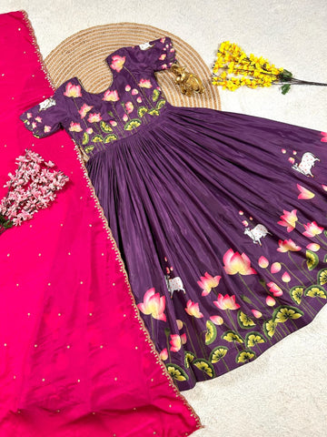 Lotus Design Gown with Duppata