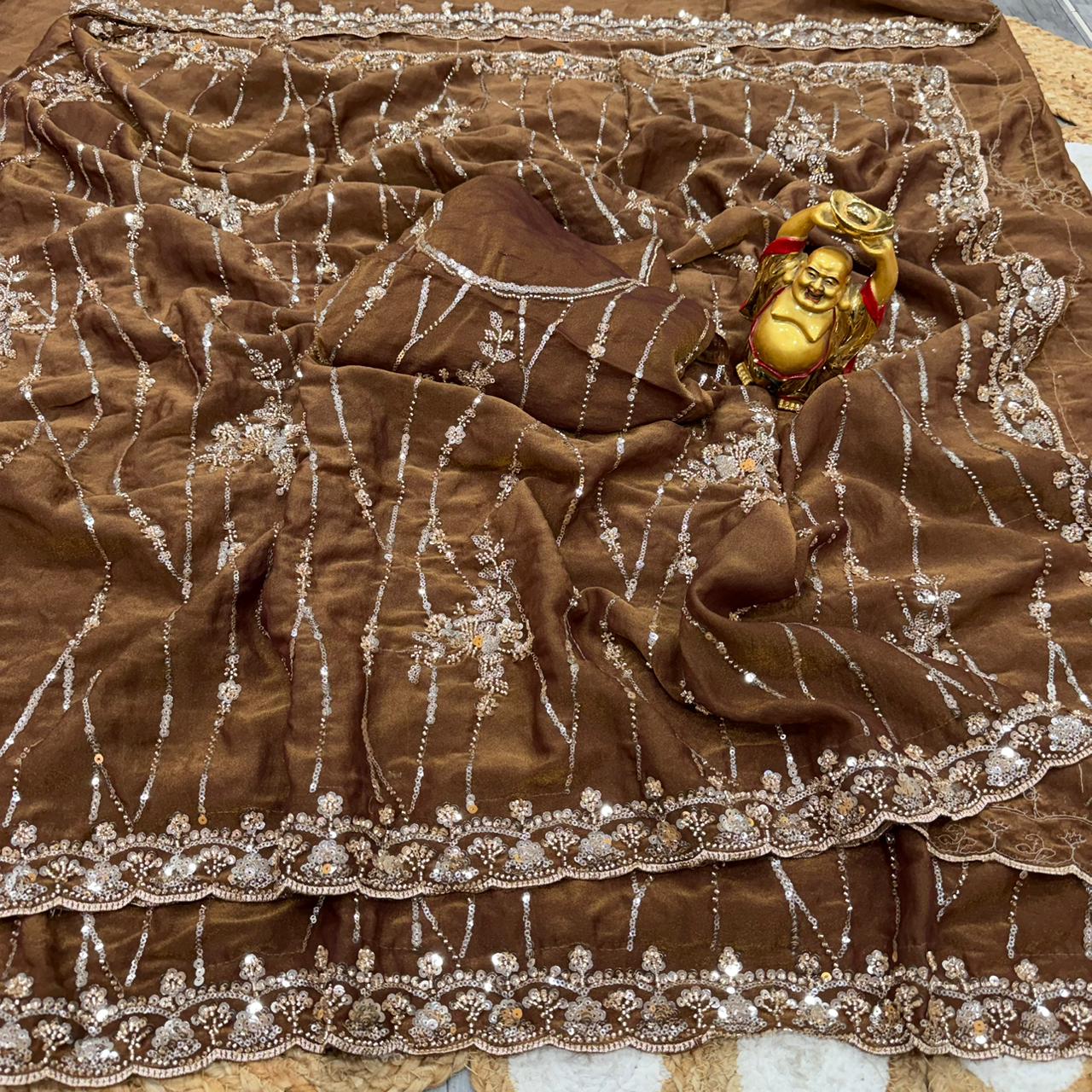 Launch Grand Party Wear Saree in Original Beeds Work