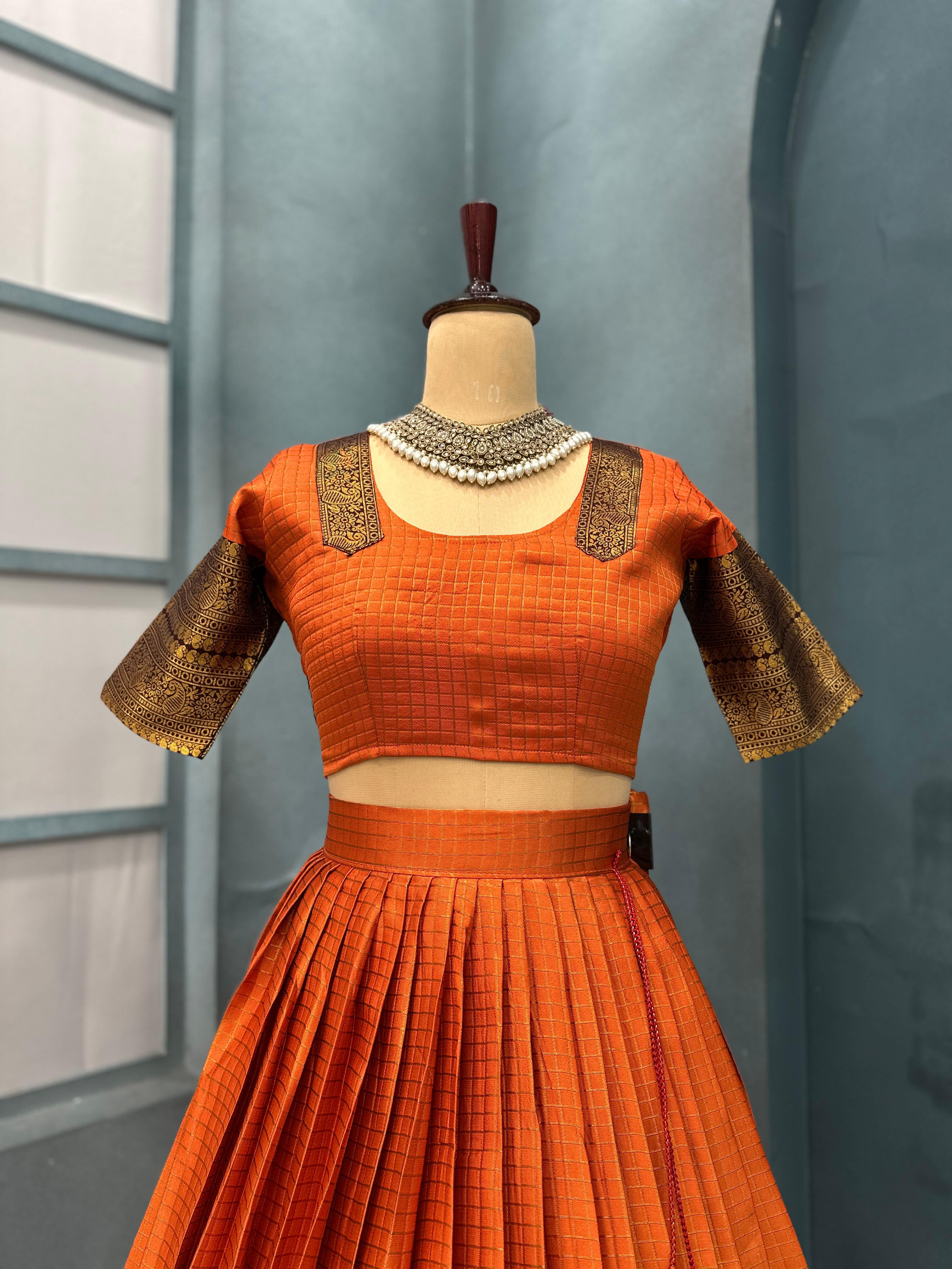 Premium Quality Fully Stitched Gadhwal Checks Pattu Lehenga