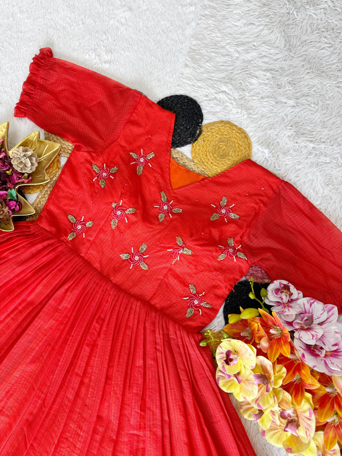 Easy Breath Special Maggam Work Kota Checks Gown