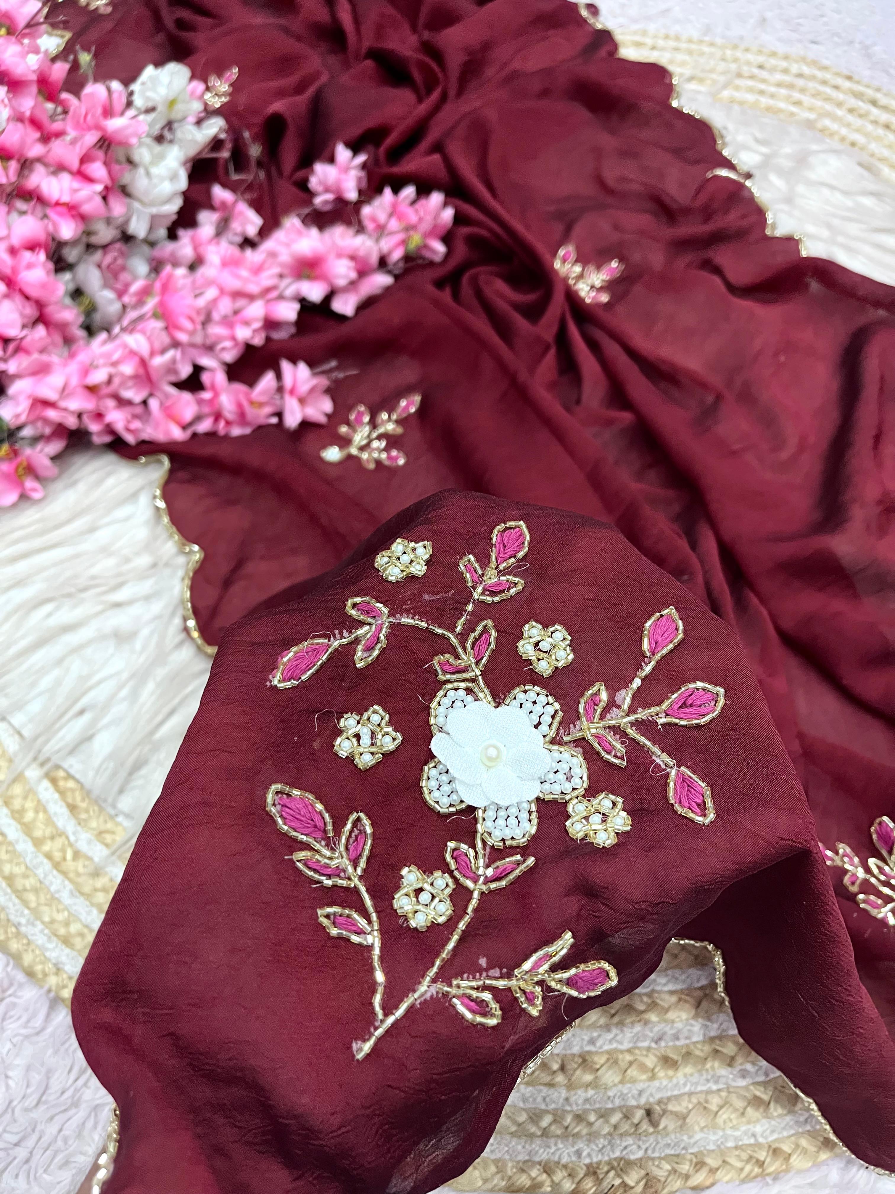 Sort Rangoli Crush Sarees with Beautiful Handwork