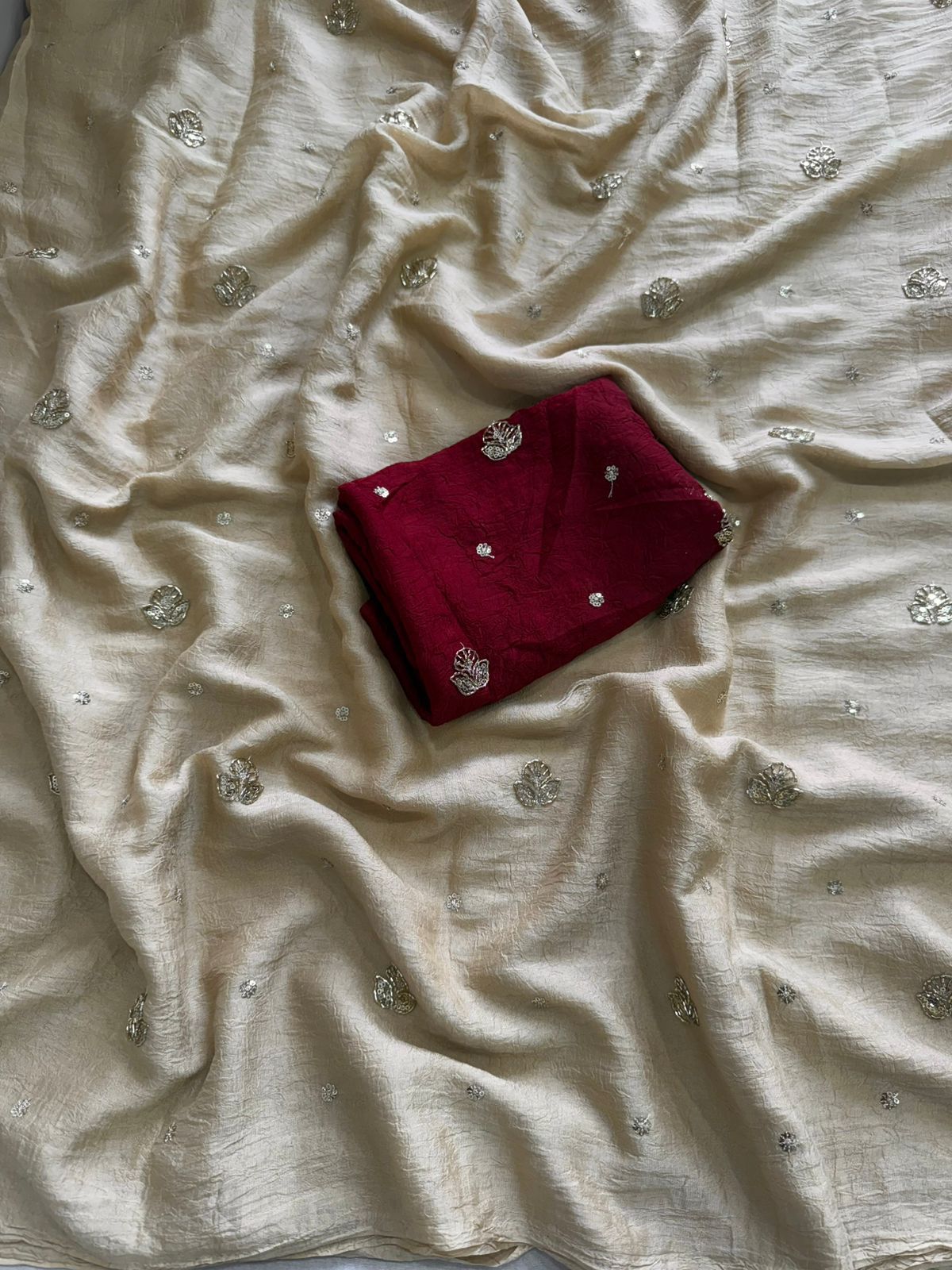 Rangoli Crush Sequence Bits Full Worked Saree With Running Blouse