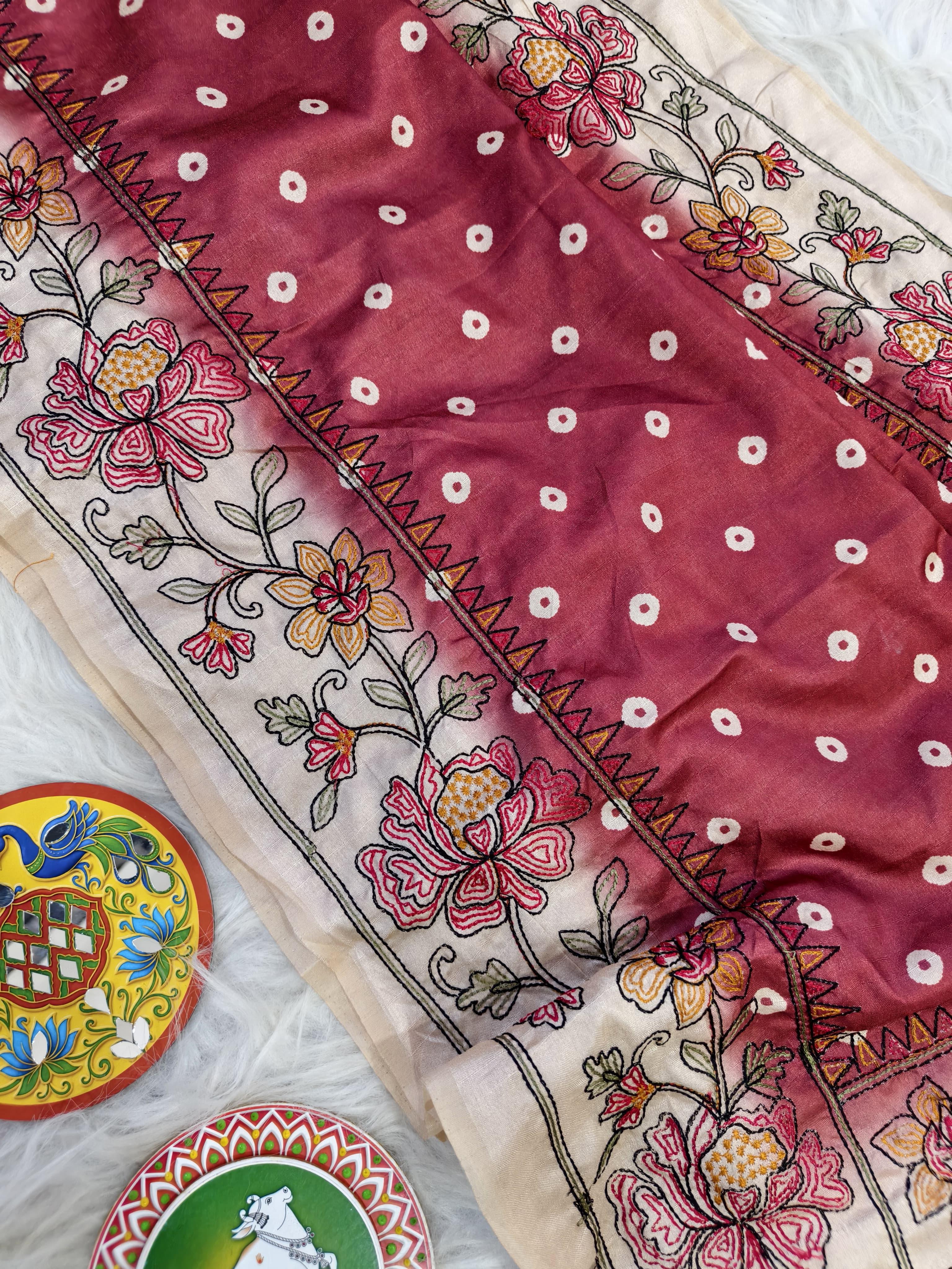Pure tussar Bandhini saree
