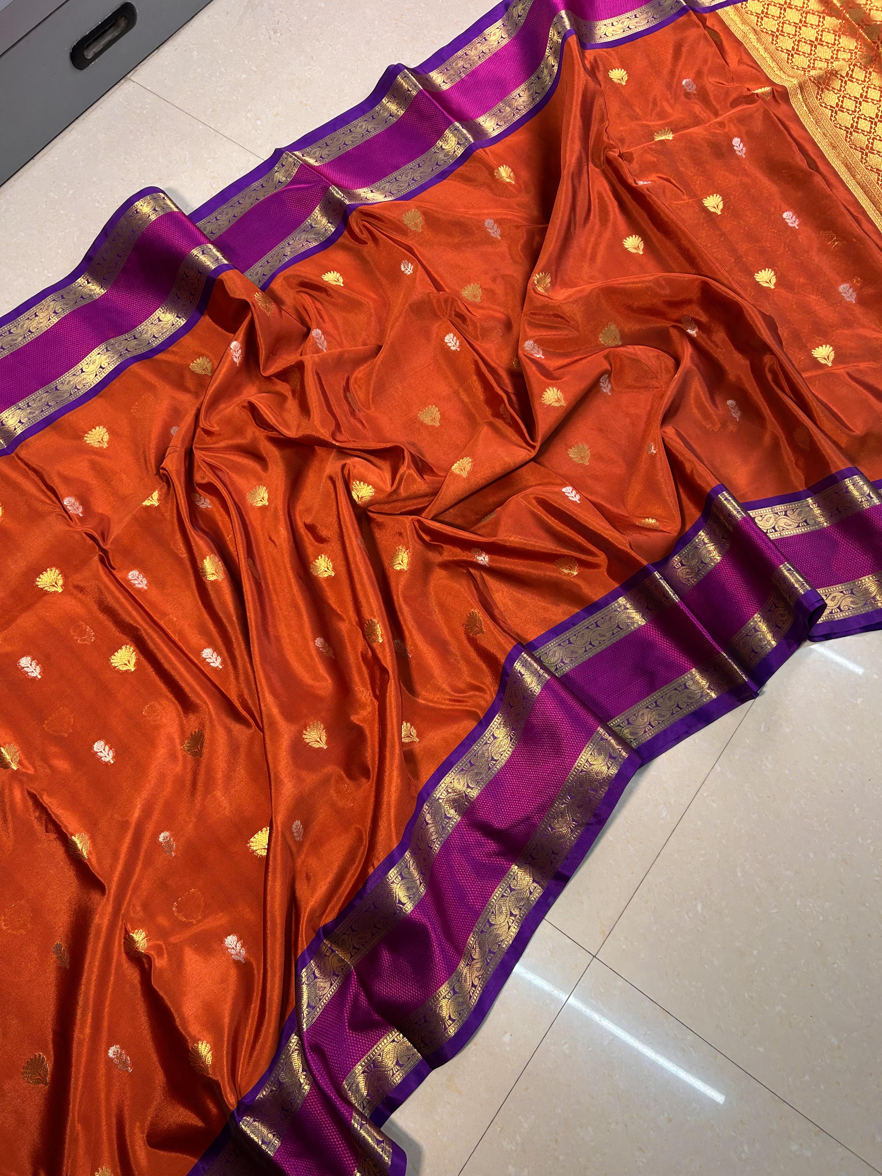 Semi Gadwal Banarasi Pattu Silk Saree