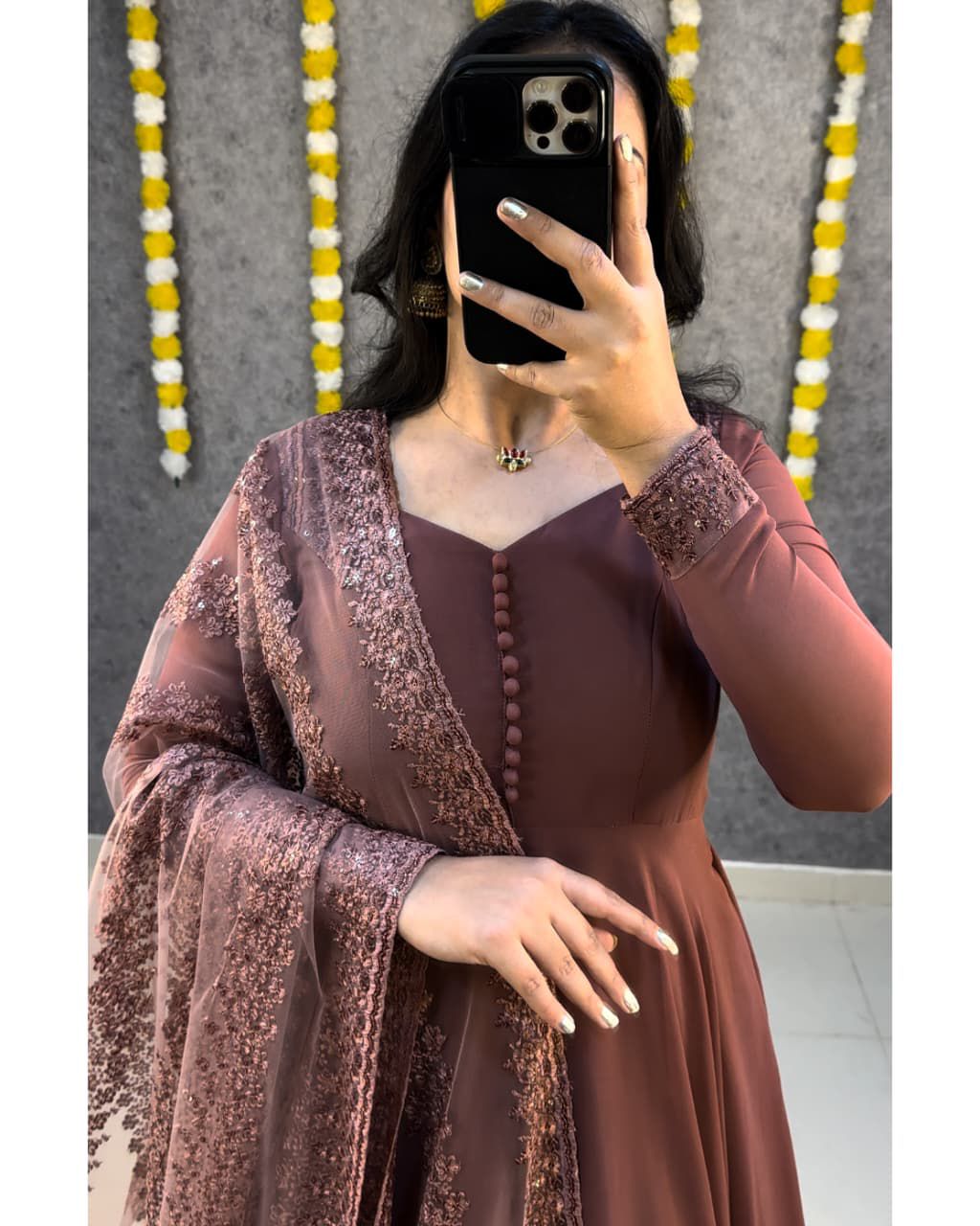 Soft Faux Georgette Gown with Duppata