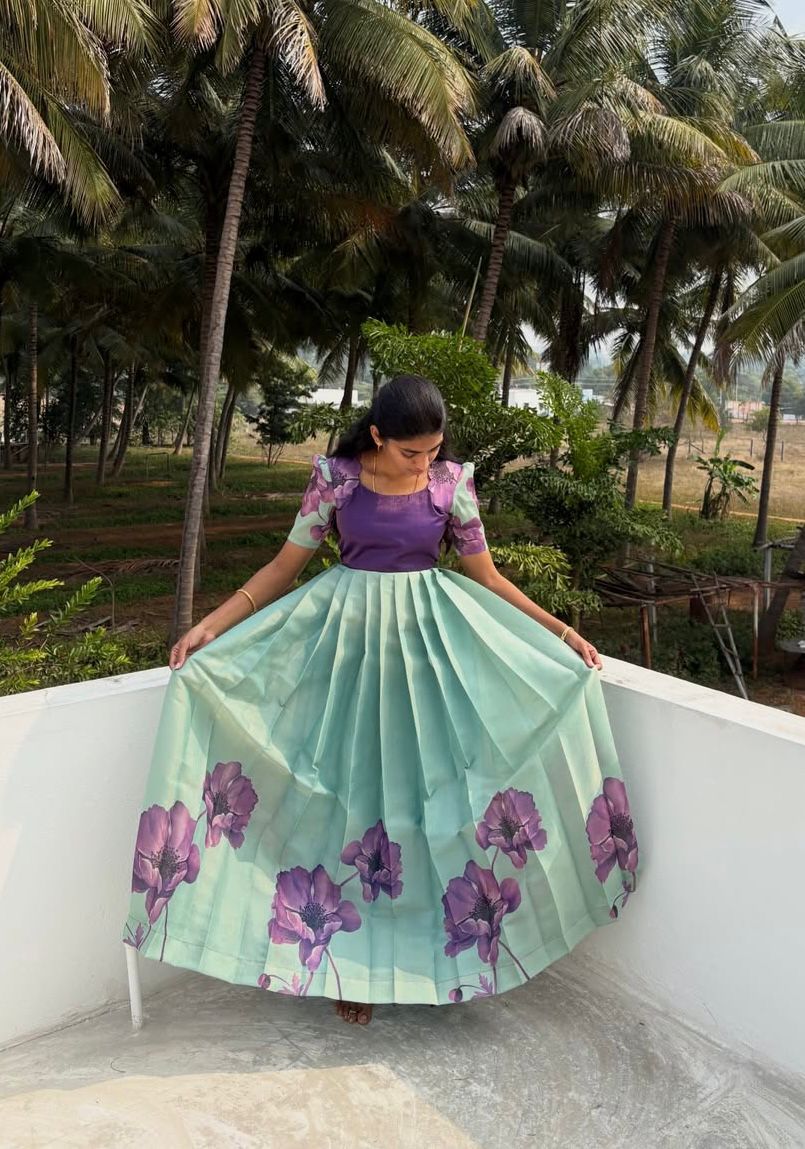 Floral Printed Soft Silk Gown