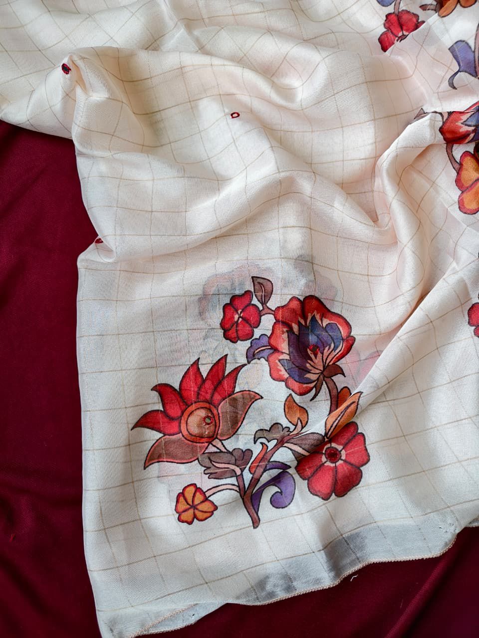 Kalamkari Jute Crape Sarees