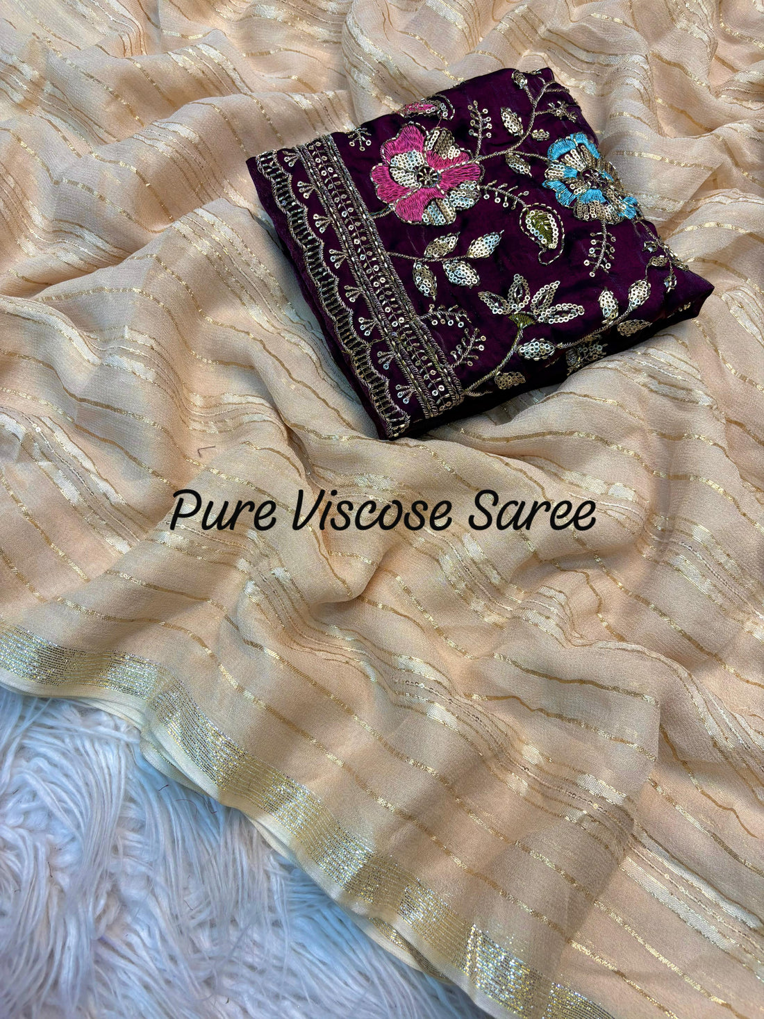Pure Viscose Georgette Saree with Partywear Designer Blouse
