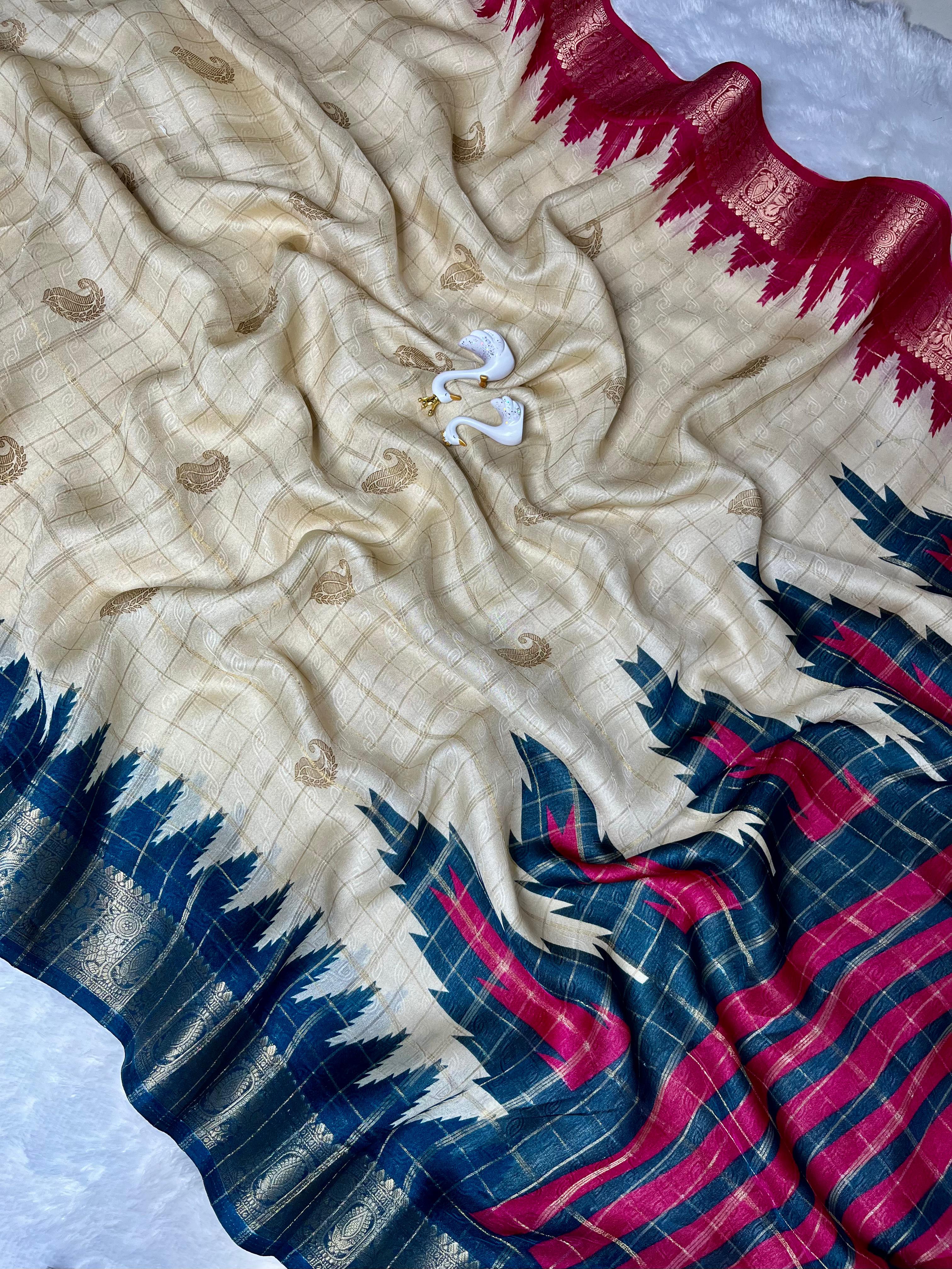 MASSMELLO WEAVING JARI CHEX SAREES