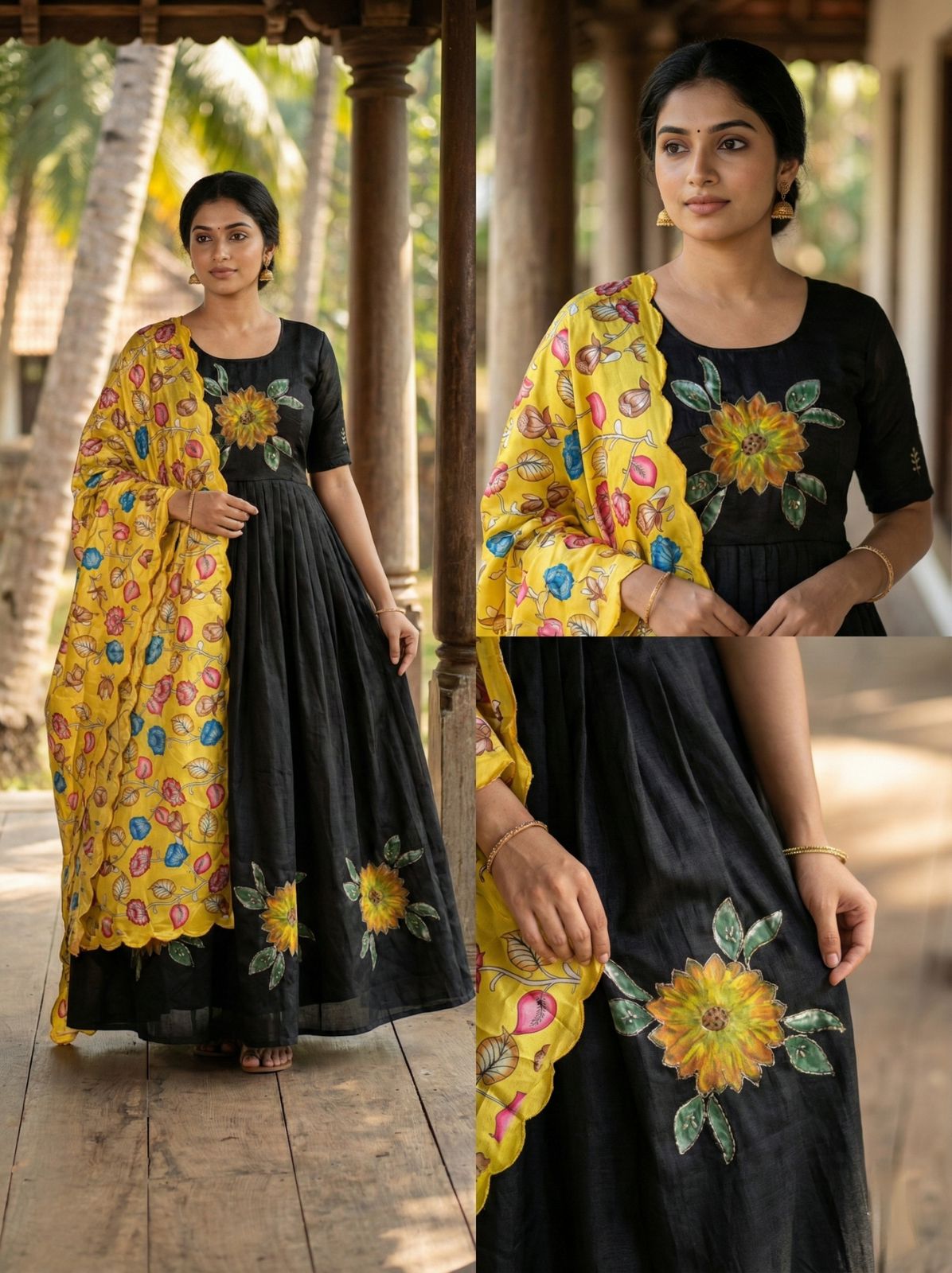 Soft Designer Kalamkari Gown with Beautiful Thread Arco