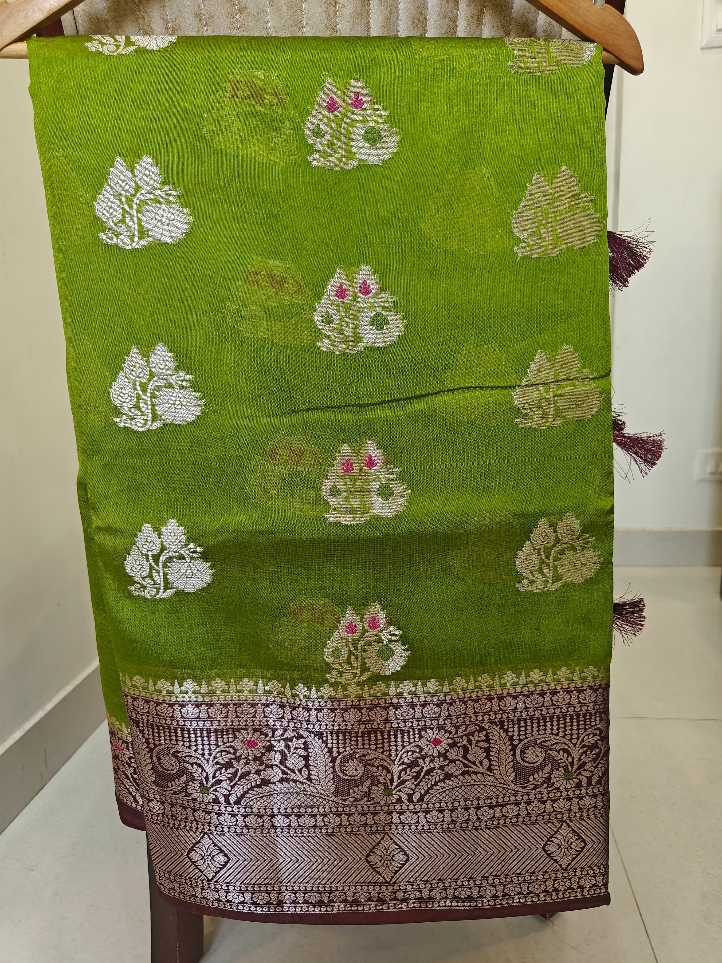 Premium Banarasi Green Mango Sarees