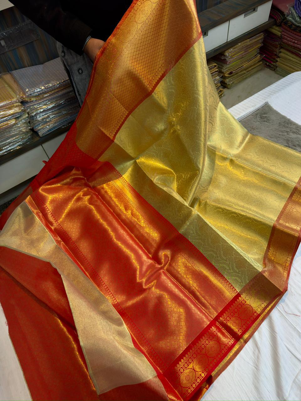 Semi Kanchipattu Style Banarasi Soft Tissue Saree