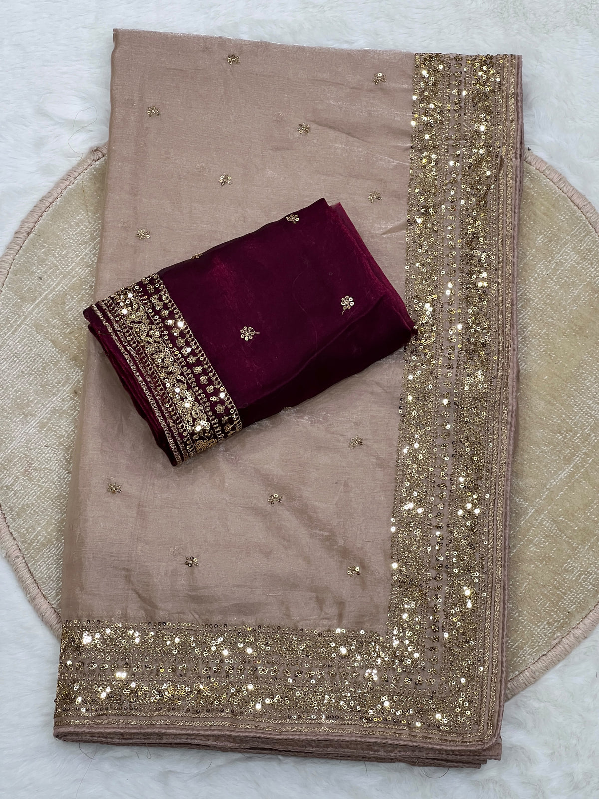 Premium Quality Space Silk Sarees with Beautiful Embroidery Cording & Sequance c-pallu work and butti work