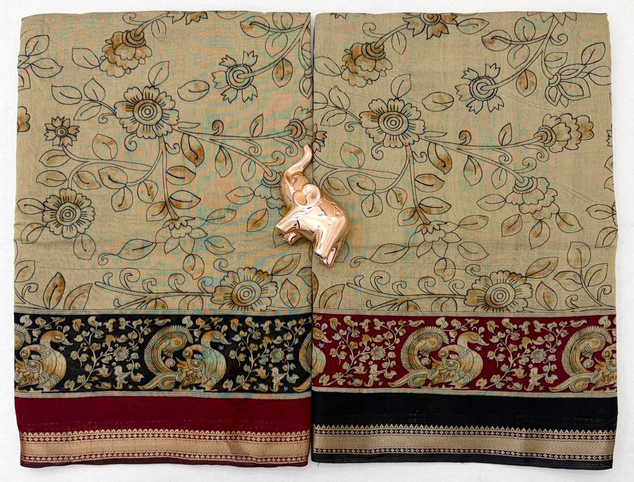 Mul cotton sarees with kalamkari Design
