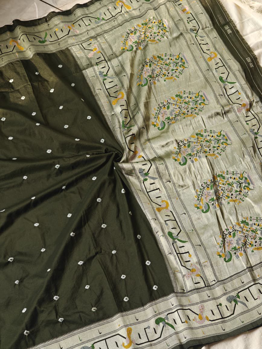 Pure Viscose Tusser Georgette with Pythani Border