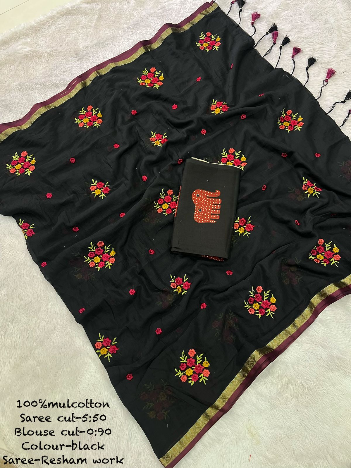 Pure Mul Cotton Sarees with Embroidery