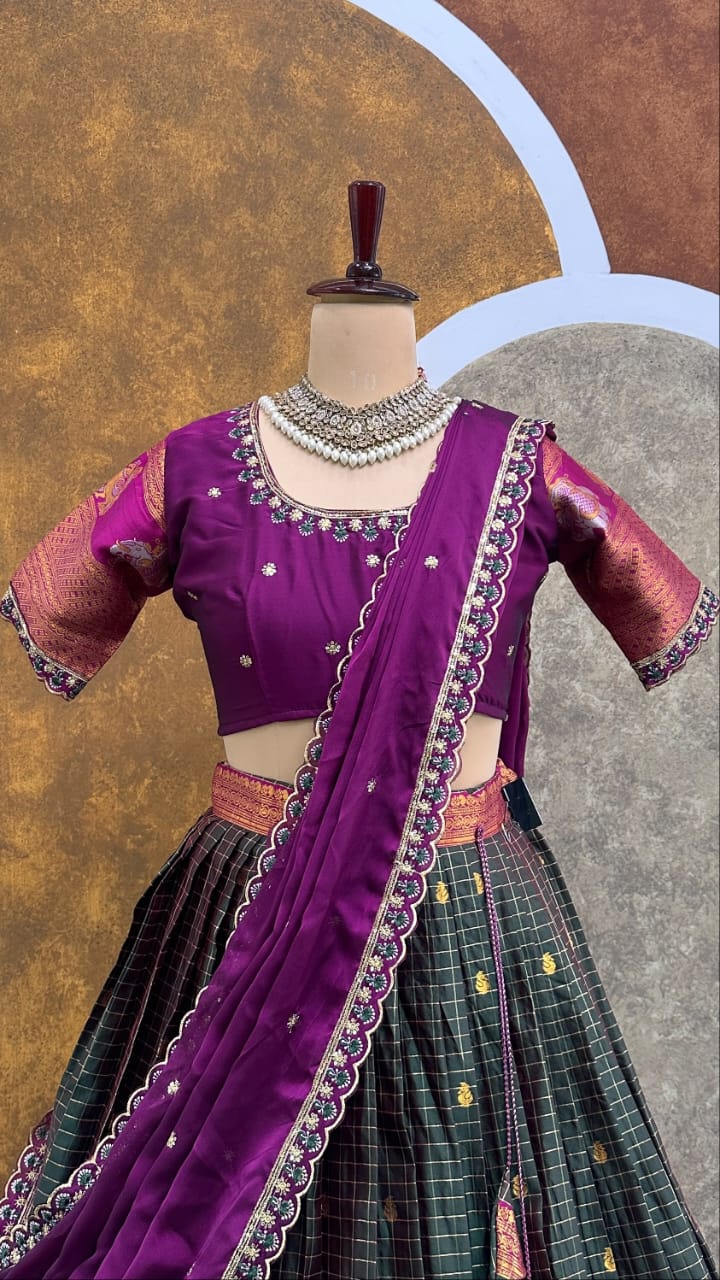 Premium Quality Pure Gadhwal Silk Fully Stitched Lehenga