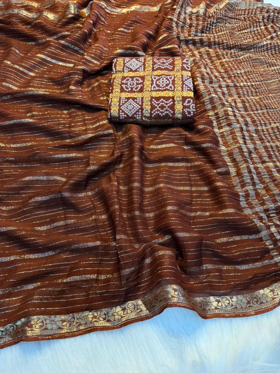 Pure Viscose Georgette with Bandini Blouse
