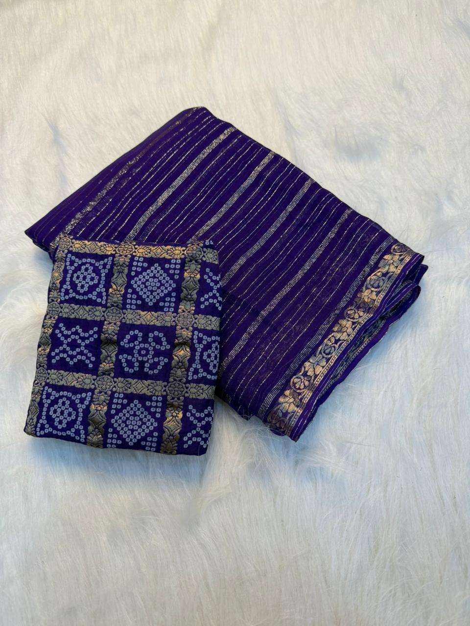 Pure Viscose Georgette with Bandini Blouse