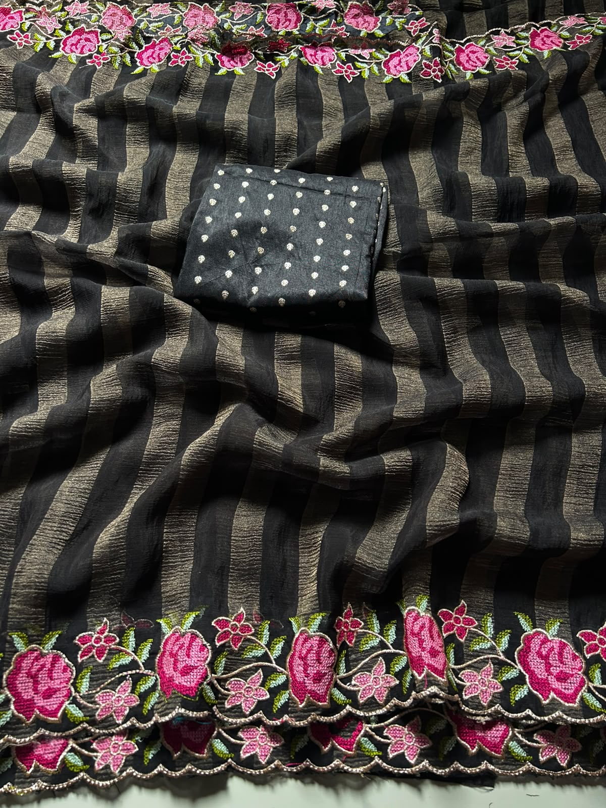 Pure Viscose Georgette stripes saree