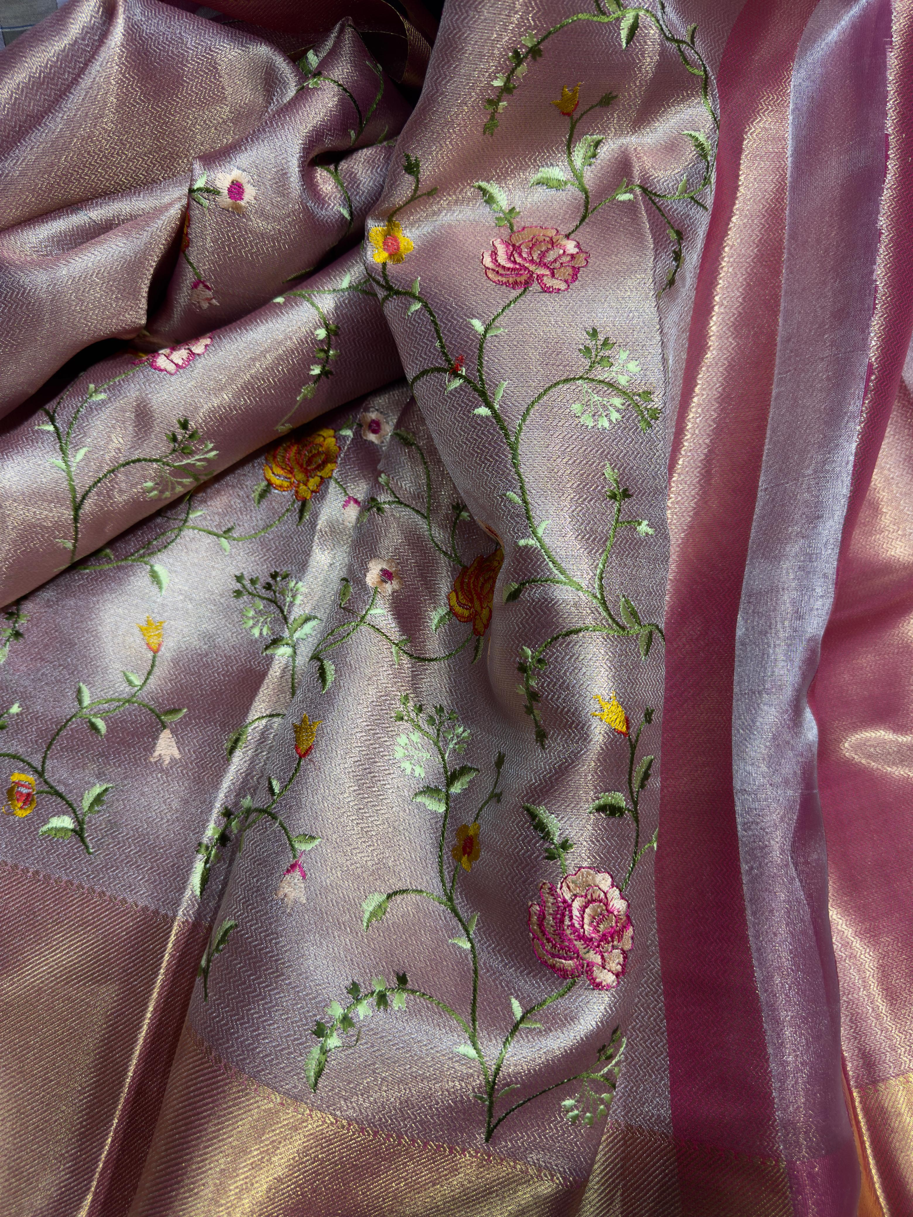 Beautiful Banarasi Tissue Saree with embroidery