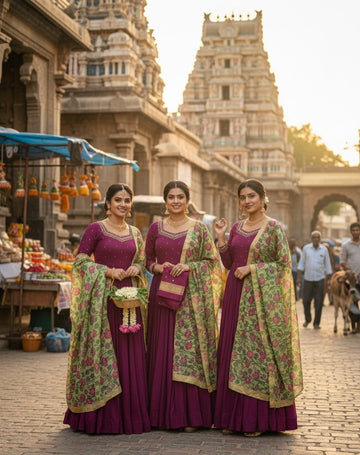 Maggam Work Gown with Dupatta