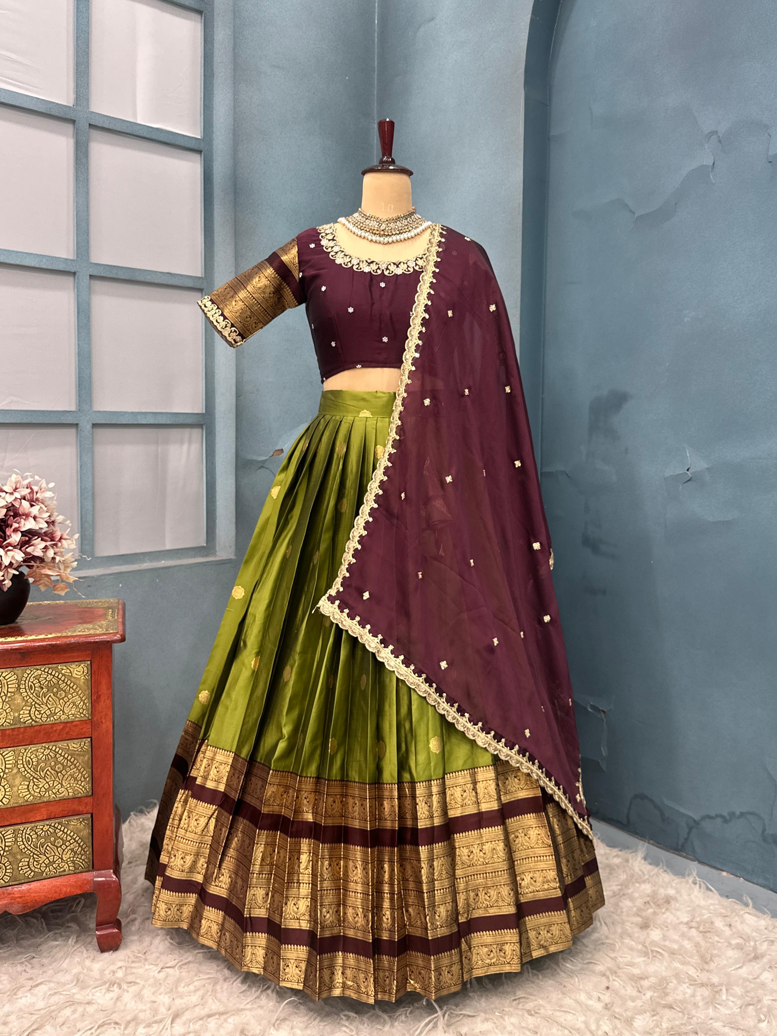 Full stiched Kanjivaram silk with big jaquerd Border