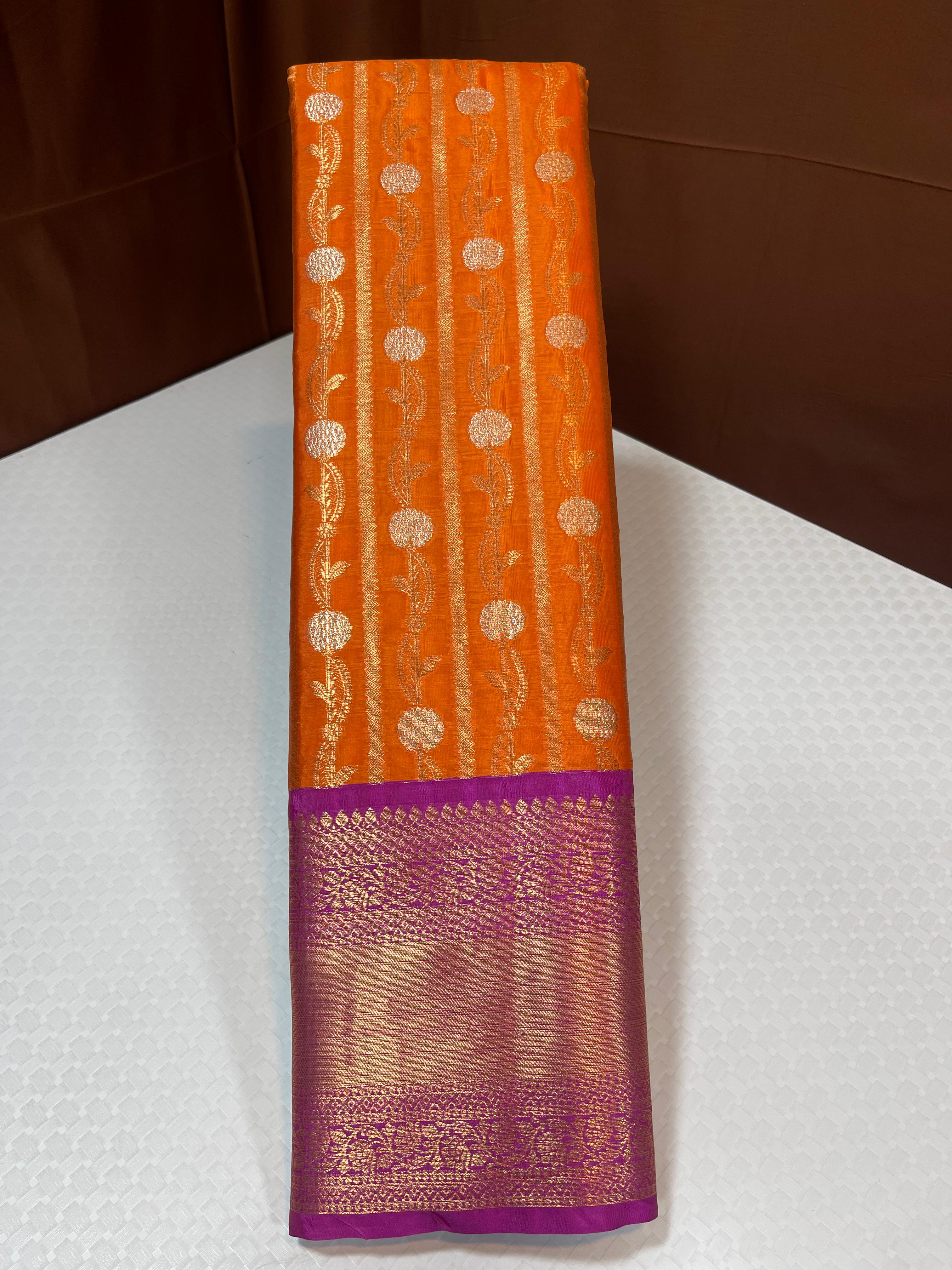 Semi Kanchipattu Saree in Vintage Style