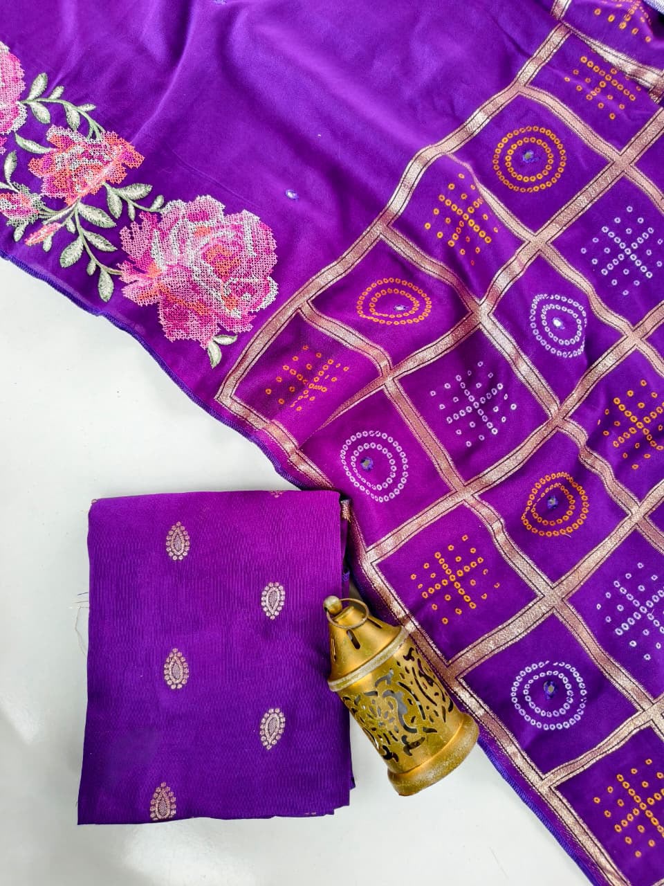Pure Soft Dola Sarees with beautiful cross stitch & Aari Mirror Work