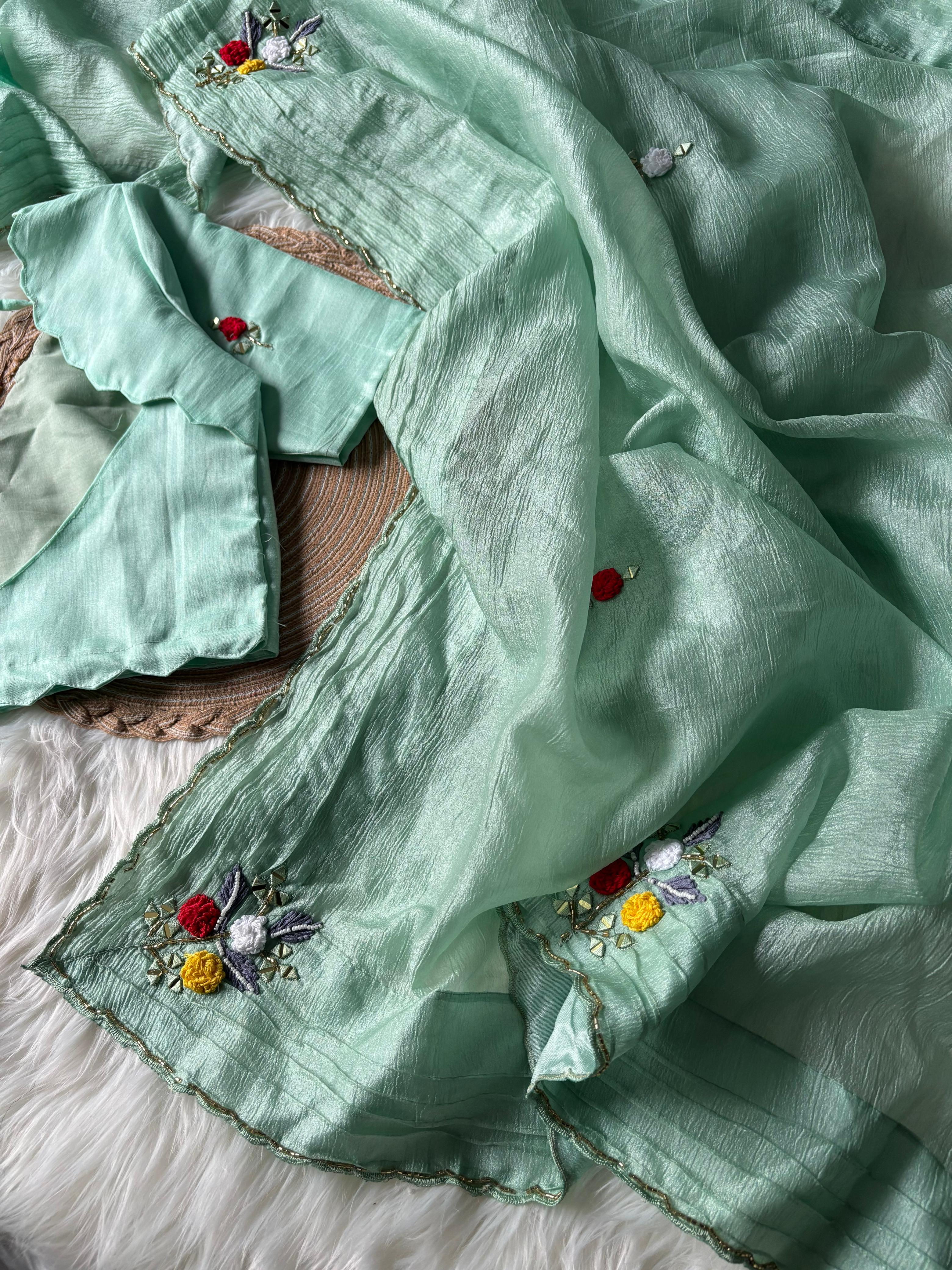 Premium Candy Crush Saree with Stitched Blouse free size 38