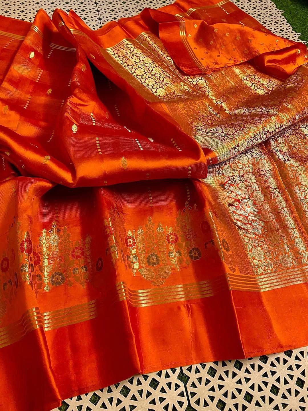 Soft Banarasi Raw Mango Silk Sarees