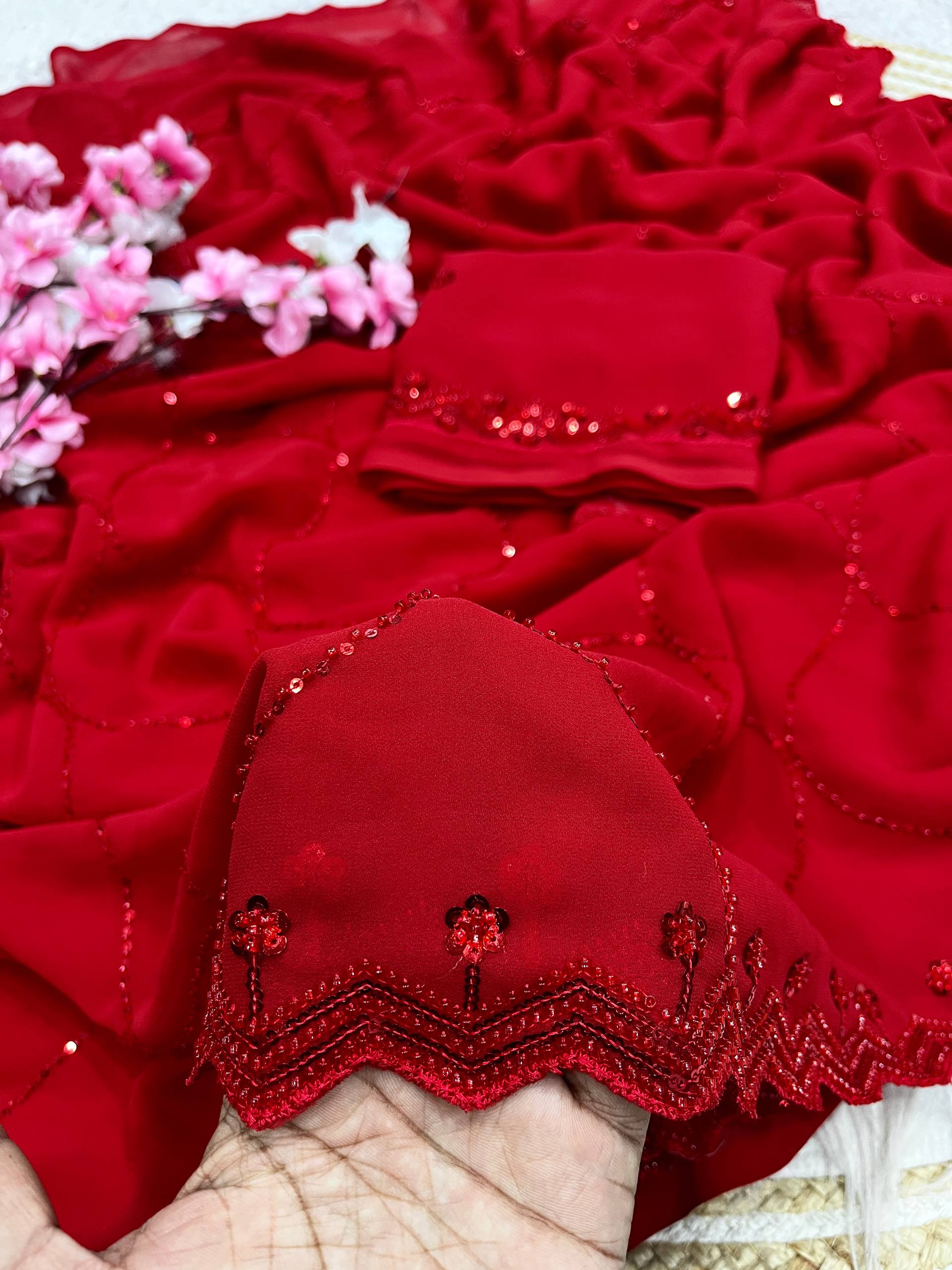 Cocktail Party Sarees with Original Beads Work
