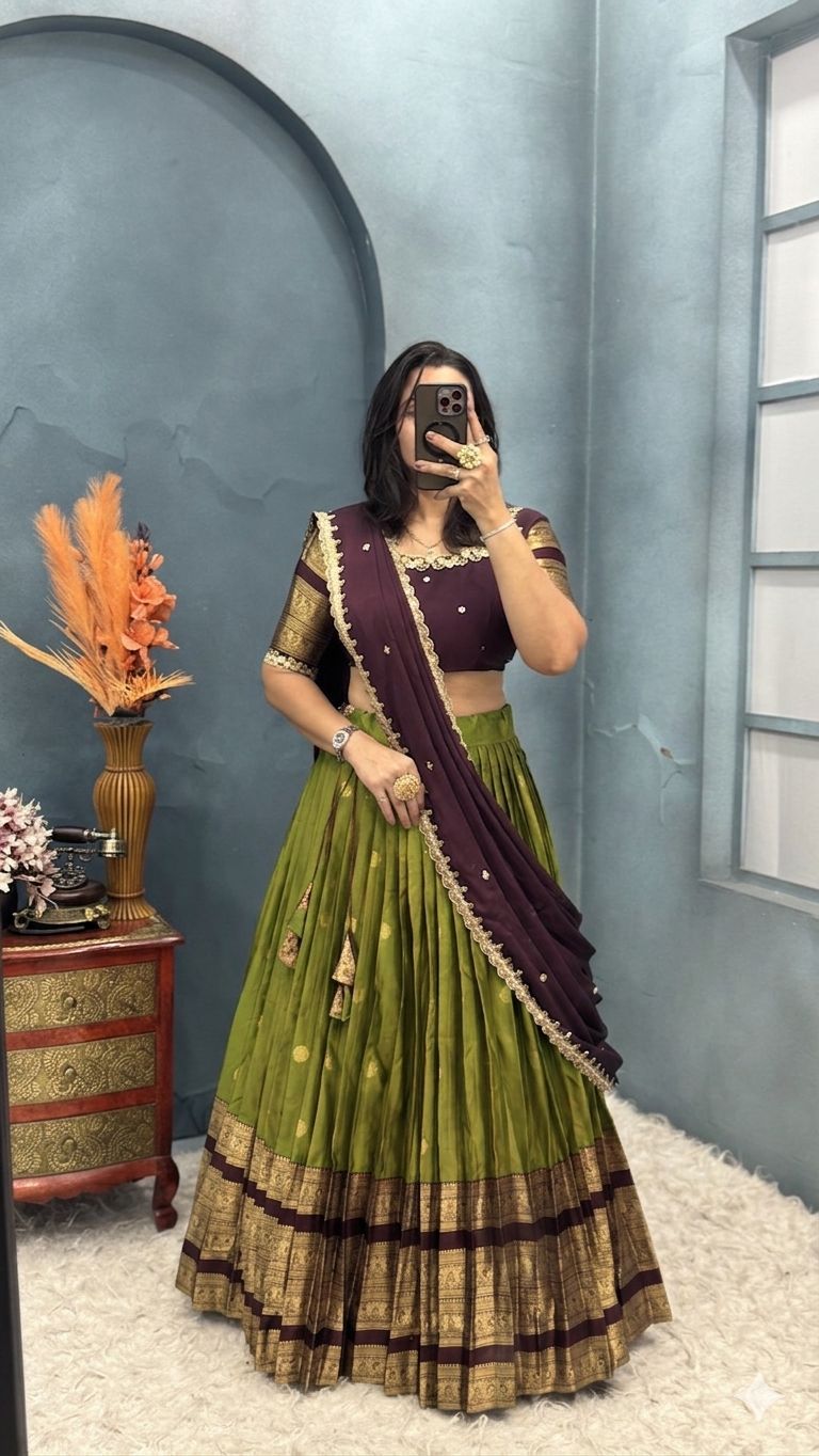 Full stiched Kanjivaram silk with big jaquerd Border