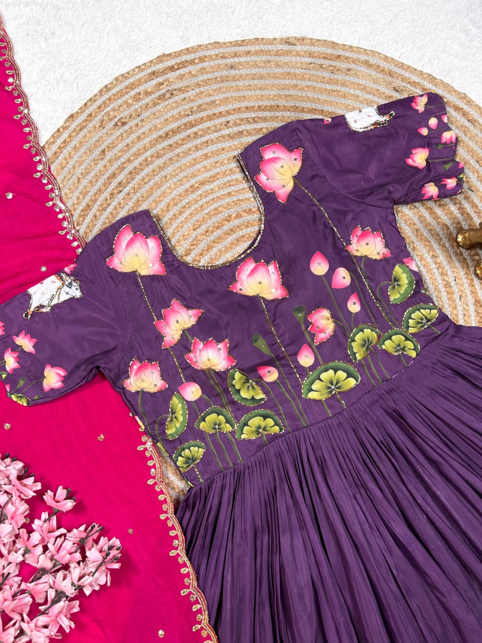 Lotus Design Gown with Duppata