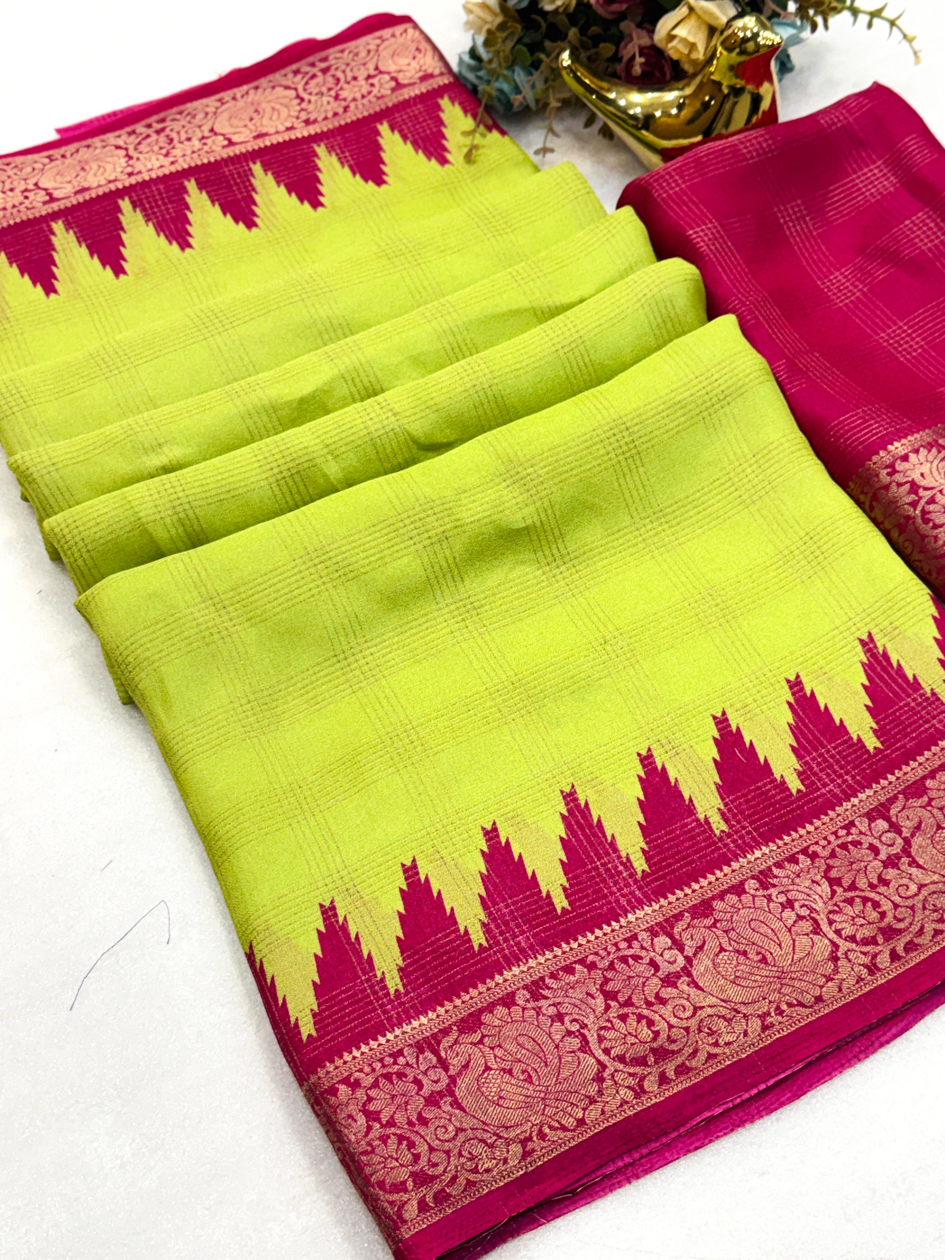 Soft silk saree with temple border